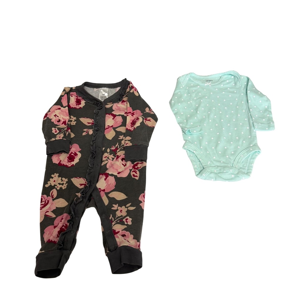 Modern Moments Gerber Floral Romper & Carters Polka Dot Bodysuit Set 3-6M Girls